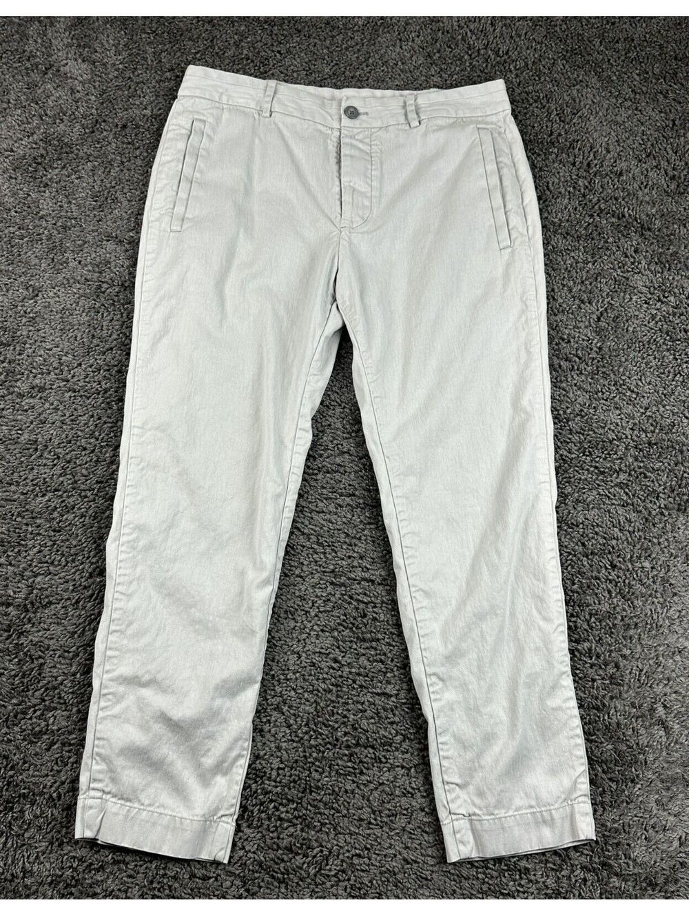 Outerknown Mens Beach Trouser Pants Gray Hemp Cotton Button Fly Sz 31
